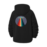 Retro UFO Beam Unisex Full-Zip Printed Waterproof Hooded Windbreaker