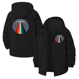 Retro UFO Beam Unisex Full-Zip Printed Waterproof Hooded Windbreaker
