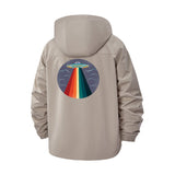 Retro UFO Beam Unisex Full-Zip Printed Waterproof Hooded Windbreaker