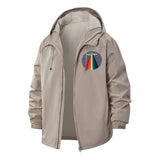 Retro UFO Beam Unisex Full-Zip Printed Waterproof Hooded Windbreaker