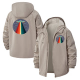 Retro UFO Beam Unisex Full-Zip Printed Waterproof Hooded Windbreaker