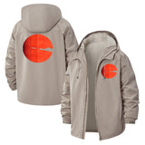 Minimal Sunset Silhouette Unisex Full-Zip Printed Waterproof Hooded Windbreaker