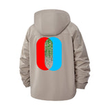 Glitch Matrix Code Unisex Full-Zip Printed Waterproof Hooded Windbreaker