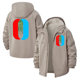 Glitch Matrix Code Unisex Full-Zip Printed Waterproof Hooded Windbreaker