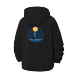 Jumping Dolphin Moonlit Ocean Unisex Full-Zip Printed Waterproof Hooded Windbreaker