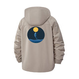 Jumping Dolphin Moonlit Ocean Unisex Full-Zip Printed Waterproof Hooded Windbreaker