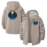 Jumping Dolphin Moonlit Ocean Unisex Full-Zip Printed Waterproof Hooded Windbreaker