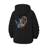 Rhino Illustration Unisex Full-Zip Printed Waterproof Hooded Windbreaker