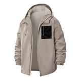 Textured Abstract Geometric Unisex Full-Zip Printed Waterproof Hooded Windbreaker