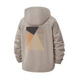 Geometric Stripes Unisex Full-Zip Printed Waterproof Hooded Windbreaker