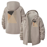 Geometric Stripes Unisex Full-Zip Printed Waterproof Hooded Windbreaker