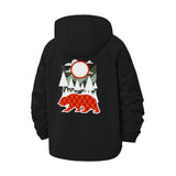 Geometric Bear and Forest Unisex Full-Zip Printed Waterproof Hooded Windbreaker
