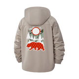 Geometric Bear and Forest Unisex Full-Zip Printed Waterproof Hooded Windbreaker