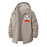 Geometric Bear and Forest Unisex Full-Zip Printed Waterproof Hooded Windbreaker