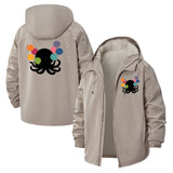 Octopus Bubbles Unisex Full-Zip Printed Waterproof Hooded Windbreaker