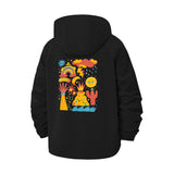 Playful Volcano and Nature Unisex Full-Zip Printed Waterproof Hooded Windbreaker