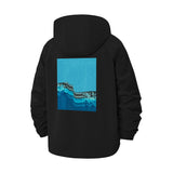 Abstract Geometric Wave Unisex Full-Zip Printed Waterproof Hooded Windbreaker