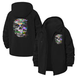 Glitch Skull Unisex Full-Zip Printed Waterproof Hooded Windbreaker