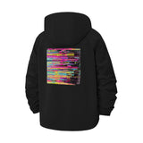 Abstract Neon Lines Unisex Full-Zip Printed Waterproof Hooded Windbreaker