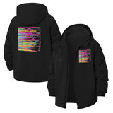 Abstract Neon Lines Unisex Full-Zip Printed Waterproof Hooded Windbreaker