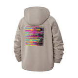 Abstract Neon Lines Unisex Full-Zip Printed Waterproof Hooded Windbreaker