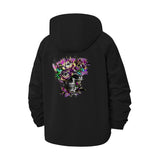 Floral Skull Unisex Full-Zip Printed Waterproof Hooded Windbreaker