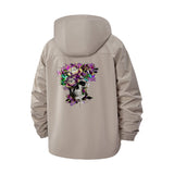 Floral Skull Unisex Full-Zip Printed Waterproof Hooded Windbreaker