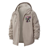 Floral Skull Unisex Full-Zip Printed Waterproof Hooded Windbreaker