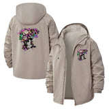 Floral Skull Unisex Full-Zip Printed Waterproof Hooded Windbreaker