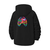 Rainbow Ribcage Unisex Full-Zip Printed Waterproof Hooded Windbreaker