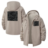 Abstract Textured Unisex Full-Zip Printed Waterproof Hooded Windbreaker