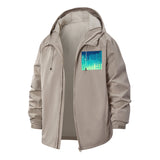 Abstract Paint Drip Unisex Full-Zip Printed Waterproof Hooded Windbreaker
