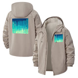 Abstract Paint Drip Unisex Full-Zip Printed Waterproof Hooded Windbreaker