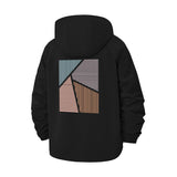 Geometric Lines Unisex Full-Zip Printed Waterproof Hooded Windbreaker