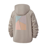 Geometric Lines Unisex Full-Zip Printed Waterproof Hooded Windbreaker