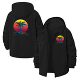 Retro Sunset Palm Unisex Full-Zip Printed Waterproof Hooded Windbreaker