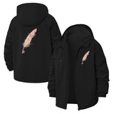 Feather Motif Unisex Full-Zip Printed Waterproof Hooded Windbreaker