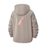 Feather Motif Unisex Full-Zip Printed Waterproof Hooded Windbreaker