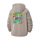 Abstract Neon Pattern Unisex Full-Zip Printed Waterproof Hooded Windbreaker