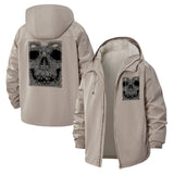 Skull Graphic Unisex Full-Zip Printed Waterproof Hooded Windbreaker