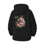Bird and Floral Art Unisex Full-Zip Printed Waterproof Hooded Windbreaker