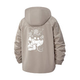 Artistic Skull and Floral Unisex Full-Zip Printed Waterproof Hooded Windbreaker