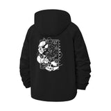 Floral Skull Art Unisex Full-Zip Printed Waterproof Hooded Windbreaker