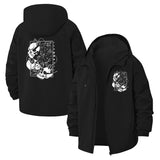 Floral Skull Art Unisex Full-Zip Printed Waterproof Hooded Windbreaker