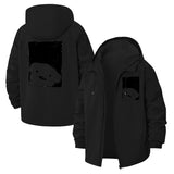 Minimal Bear Illustration Unisex Full-Zip Printed Waterproof Hooded Windbreaker