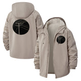 Space Satellite Unisex Full-Zip Printed Waterproof Hooded Windbreaker