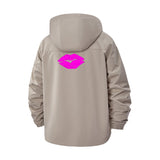 Lip Print Unisex Full-Zip Printed Waterproof Hooded Windbreaker