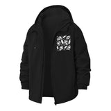 Skull and Coffin Motif Unisex Full-Zip Printed Waterproof Hooded Windbreaker