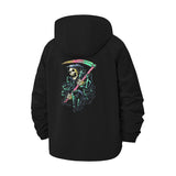 Rainbow Scythe Grim Reaper Unisex Full-Zip Printed Waterproof Hooded Windbreaker