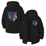 Geometric 3D Blocks Unisex Full-Zip Printed Waterproof Hooded Windbreaker